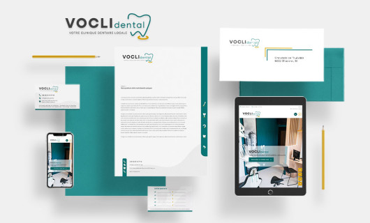Exemple d'une identité visuelle avec le cas de notre client VOCLI dental